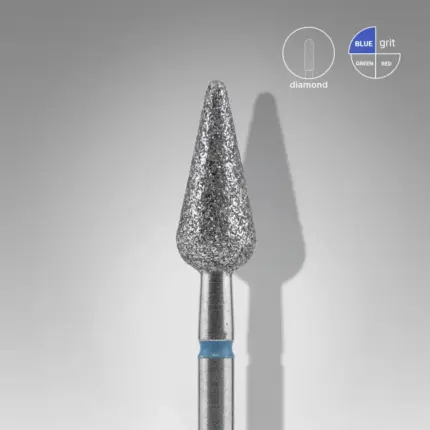 STALEKS EXPERT Diamond nail drill bit pointed pear blue, head diameter 5 mm, working part 12 mm
